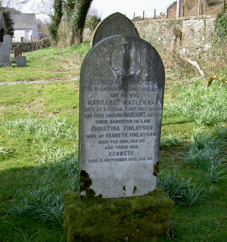 Photo of headstones/Margaret Finlayson (nee McLennan) d1927 hdstn KirktonLA